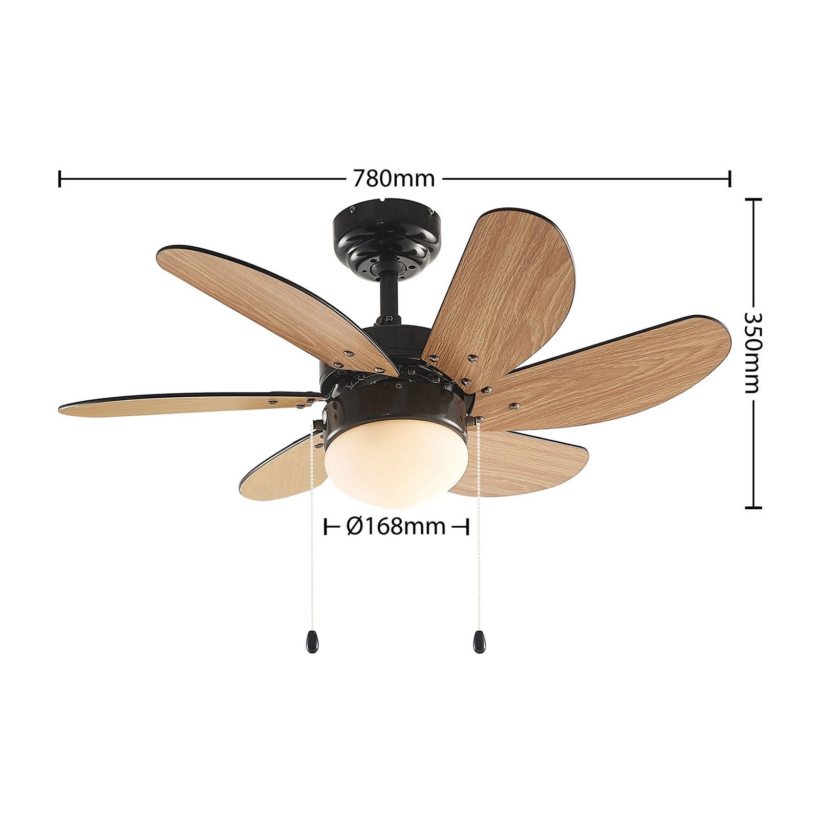 Bild von Deckenventilator mit Licht Minja schwarz leise 78 cm