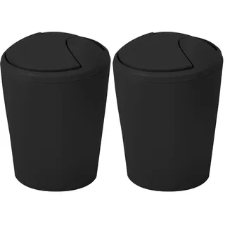 Spirella Kosmetikeimer Move Abfalleimer Schwingdeckeleimer | Kunststoff |5 Liter |Schwarz (Packung mit 2)