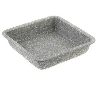 SALTER BW02780 Quadratische Kuchenform - 23 cm Brownie-Backform, leicht zu reinigen Antihaftbeschichtung, Kohlenstoffstahl Ofenblech, PFOA-frei Backblech, für Kuchen, Lasagne, Marblestone, Grau