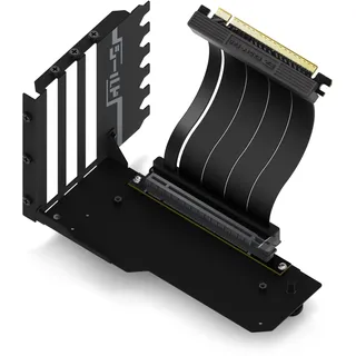 EZDIY-FAB Vertikale GPU-Halterung mit High-Speed PCIE 4.0 Riser Kabel,Shield Series,115mm/4.52in Flexible Verlängerung, 90 Grad Stecker,nur Kompatibel zu Voll Geöffneten PCIe Slots-Schwarz-YIHPI344