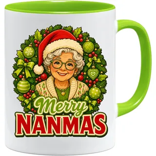 Jungle Mug | Frohe Nannachten Tasse | Lustiger Weihnachtsbecher für Oma | Weihnachtstasse mit Spruch | Keramik 330 ml