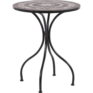 BELIANI Balkontisch Schwarz Eisen ø 60 cm Rund Keramik Mosaik Französisch Romantisch für 2 Personen Garten Outdoor Terrasse Ausstattung Möbel - Schwarz