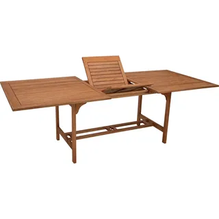DEGAMO Gartentisch Holztisch Ausziehtisch 180/230x100cm, Eukalyptus Holz geölt, ausziehbar - Braun