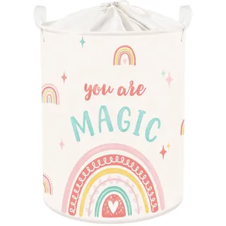 HUUMONSS Boho Regenbogen Kinder Wäschekorb Faltbar für Mädchen Groß Rosa Kleidung Spielzeug Aufbewahrungskorb für Kinderzimmer Bad, Wolke, 63L