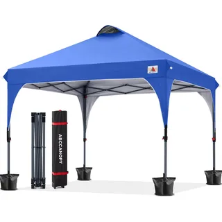 ABCCANOPY Pop Up Pavillon UV Schutz, Königsblau 3x3m | wasserdichtes 300D Polyester, inkl. Rolltragetasche, 4 Gewichtstaschen, 4 Seile, 4 Pfähle, für Garten & Strand