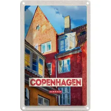Blechschild 20x30 cm - Copenhagen Denmark altes Haus