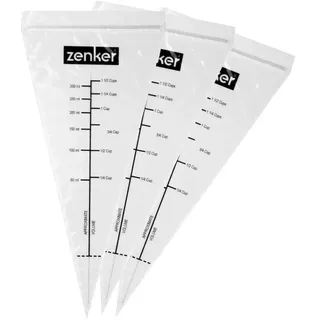 Zenker Schmelzspritzbeutel PATISSERIE, Spritztüten für die Mikrowelle oder das Wasserbad, Dressiersäcke mit Maßangabe (Farbe: Transparent), Menge: 10 Stück