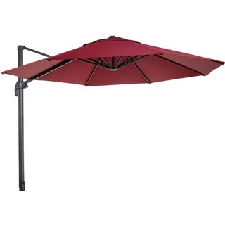 Mendler Gastronomie-Ampelschirm HWC-A96 Ø 400 cm bordeaux Alu inkl. Ständer