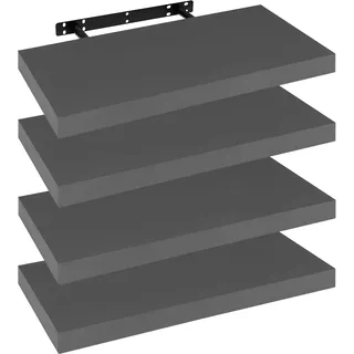 WOLTU 4X Wandregal Wandboard Bücherregal Regale für Deko Wandablagen aus MDF Holz, 4er Set Hängeregal Dunkelgrau, 50x23x3,8cm RG9368dgr-4
