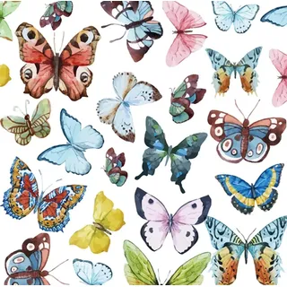 WandSticker4U®- Fenstersticker 42 Aquarell SCHMETTERLINGE bunt I Wandtattoo Kinderzimmer Mädchen Wandsticker Kinder Fensterbilder Frühling Dekoration I Deko für Wand Fenster Küche Möbel