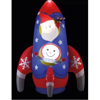 3M Hoch Aufblasbar Rakete Schiff Mit Santa Weihnachtsdekoration 5m Kabel