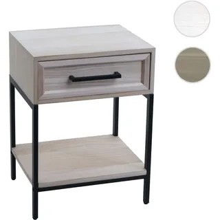Nachttisch HWC-N91, Kommode Beistelltisch Nachtschrank Schrank, Schublade Shabby-Look Paulownia Holz