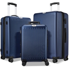 Suitour 3-teiliges Gepäck-Set, erweiterbar, Hartschalen-Reisekoffer mit Doppeldrehrädern und TSA-Schloss, (Dunkelblau), Marineblau, Carry-On 20 Inch, Checked 28 Inch, 3-teiliges erweiterbares Set