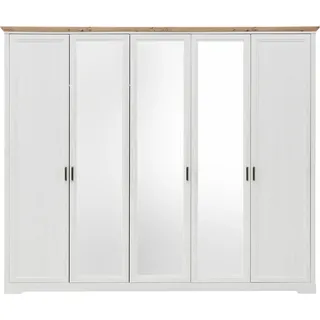 SchlafKONTOR Kleiderschrank Jasmin II 264 x 220 x 64 cm Braun/Weiß