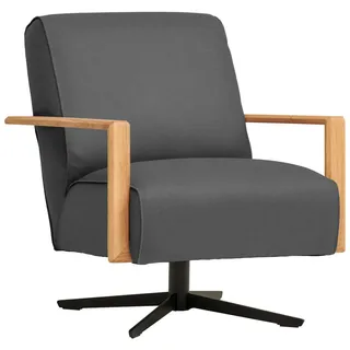 Koinor Sessel , Blaugrau , Leder , Echtleder , Nappaleder , Wildeiche , massiv , 72x82x86 cm , Goldenes M, Dgm , Fußauswahl, Lederauswahl, Stoffauswahl, Sitzfläche 360° drehbar , Wohnzimmer, Sessel, Ledersessel