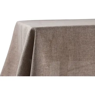 Decomira Tischdecke wasserabweisend Leinen-Optik - Fleckschutz, abwaschbar - Garten-Tischdecke Outdoor, Tischtuch Esstisch - Braun Taupe - 110x140 cm