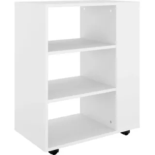 vidaXL Beistellschrank mit 4 Rollen, 60/35/75 cm, aus Holzwerkstoff, in Weiß , 2 Fächer , 60x75x35 cm , Büromöbel, Schreibtischcontainer, Rollcontainer