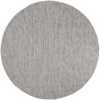 Bruno Banani Teppich »Venezia« rund 4 mm Höhe Flachgewebe, Sisal-Optik, meliert, UV-beständig, Outdoor geeignet, grau