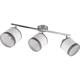 Trio RL LIVE YOUR LIGHT Reality Leuchten Spotbalken Davos R81553006, Metall Chrom Schirme Stoff Grau/Weiß, exkl. 3x E14