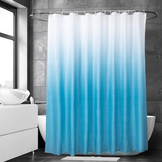 Allinside Duschvorhang, wasserabweisender, maschinenwaschbarer Polyester-Badezimmervorhang, mit 12 Plastikhaken, 180 x 180 cm, Blau