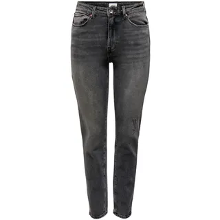 Damen ONLY Stretch Ankle Jeans | Gerade ONLEMILY High Waist Hose | Classic Design Denim Straight Pants, Farben:Grau, Größe:27W / 30L