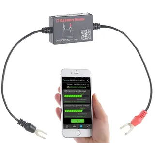 Lescars Autobatteriewächter: Kfz-Batterie-Wächter mit Bluetooth und App, für 12-Volt-Batterien (Batteriewächter Bluetooth, Batterieüberwachung, Car)