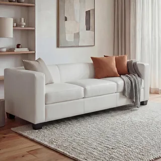 Mendler 3er Sofa Couch Loungesofa Lille ~ Kunstleder, weiß