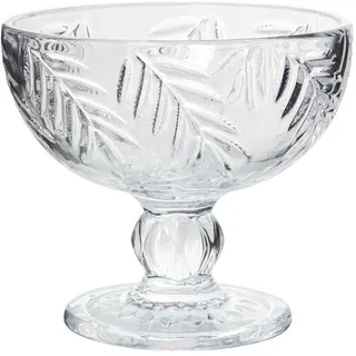 DRW Set von 6 Eisbecher aus Glas, verziert mit Blättern, transparent, 12 x 12 x 11 cm