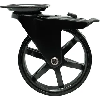 Headbourne 8300E Designerrolle, glänzend schwarz, Vintage-Serie, 10 cm, 6 Speichen, 4 Stück