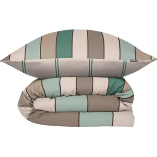 SCHIESSER Wendebettwäscheset Knut | Renforcé | 2-teilig | Gestreift | 100 % Baumwolle | Reißverschluss | 155 x 220 cm + 80x80 cm | Mint