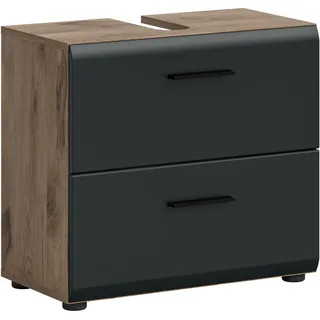 WELLTIME Waschbeckenunterschrank »FLORENZ, TOPSELLER, Breite 60 cm, 2 Schubkästen,ink. Siphonausschnitt« TOPSELLER!, 1 Stk. tlg. hochwertige MDF, Front, Griff schwarz, Badschrank, Bad,
