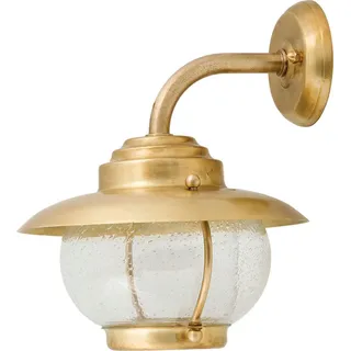 Premium Außenleuchte Glas Messing h:29cm Maritim Laterne Haus Wand Lampe PYRGOS