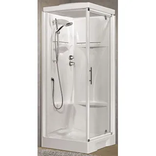 Novellini Neu Holiday GF80 Dach 80x80cm Kabine Mechanisch Durchsichtig Weiß
