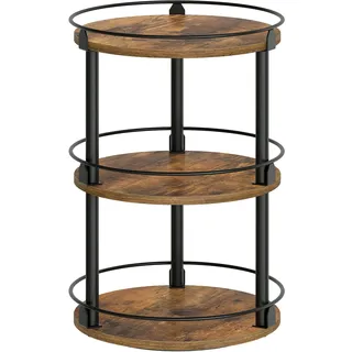 YATINEY Gewürzregal, 3-stufiger drehbarer Organizer, kreisdrehbares Gewürzregal Stehend, kompakter Gewürzhalter mit Drehscheibe, für Küchentheke, Esstisch, Vintagebraun und Schwarz XSR23BR