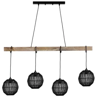Globo Hängeleuchte , Naturfarben, Schwarz , Holz, Metall , 20x140x100 cm , höhenverstellbar , Lampen & Leuchten, Innenbeleuchtung, Hängeleuchten, Pendelleuchten