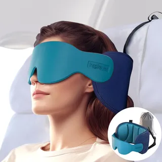 Inspireyes Reisekissen, Flugzeugkissen zum Schlafen, Auto-Reisekissen für Kinder, weiches Kopfstützkissen mit Augenmaske, Seeblau