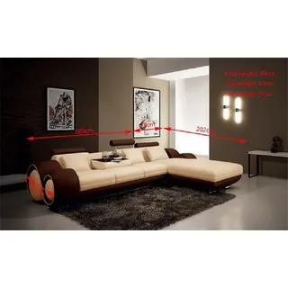 Wohnlandschaften Ecksofa L Form Moderne Couch - Beige, Braun
