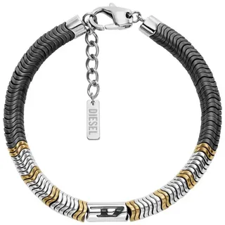 Diesel Herren D Logo Silberfarbenes Edelstahl Armband, DX1573931
