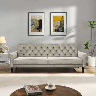 dorel home »Tyne« Schlafsofa 222 cm, Bettfunktion (110/190cm), pflegeleichter Velours, beige