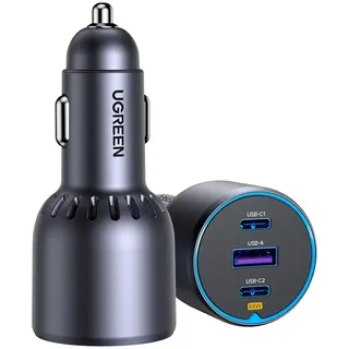 UGREEN 75W 3-Port Fast Car Charger Schwarz/Grau