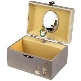 Egmont Toys Musikalische Schmuckdose – Schmuckkästchen Handkurbel-Spieluhr „Ballerina“ in 6 Designs Spiegel & Stauraum, ideal Geschenk ab 3 Jahren (Häschen)