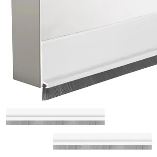 2 Stück 100 cm Zugluftstopper FüR TüRen, Selbstklebend Zugluftstopper FüR TüRen,BüRstendichtung Selbstklebend Geeignet FüR Schallschutz Und KäLteschutz (Weiß) Dichtungsband