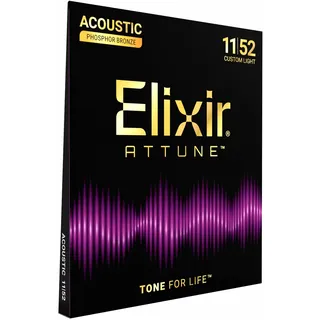 ELIXIR Attune Phosphor Bronze Acoustic Guitar Strings, Custom Light 11-52