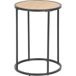 Actona GROUP, Beistelltisch Metallgestell im modernen Industrie-Look, rund, T: 40 x H: 55 cm, matt wildeiche, matt schwarz, matt wildeiche),