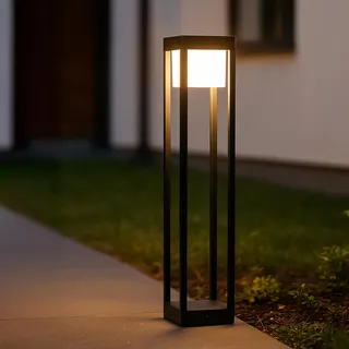 LUMILED LED Wegeleuchte 12W Außen Pollerleuchte 1140Lm 3000K IP54 60cm Schwarz Aluminium Wegbeleuchtung  Außenleuchte Außenbeleuchtung Gartenleuchte Wegelampe stehend spritzwasserdicht warmweiß - Schwarz, Weiß