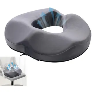 Sitzkissen Orthopädisch, Ergonomisches Hämorrhoiden Sitzkissen, Memory Foam Steißbeinkissen, Donut Sitzkissens für Steißbein Entlastung, Orthopädisch Sitzring für Auto, Sofa, Büro & Rollstuhl, Grau