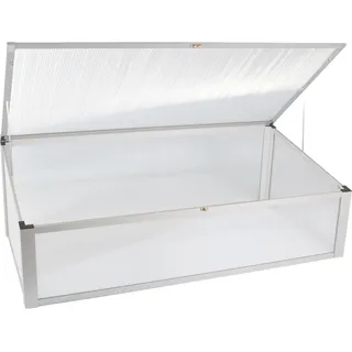 Frühbeet aus Aluminium, Frühbeetaufsatz für Hochbeete, Frühbeetkasten 56,5 x 110 cm - Weiß