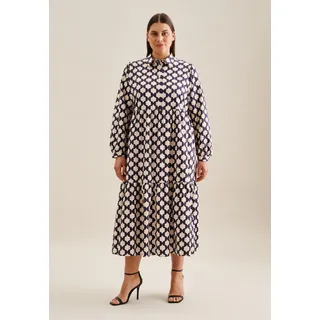 seidensticker Sommerkleid »Schwarze Rose« Langarm Kragen Geometrische Muster, blau
