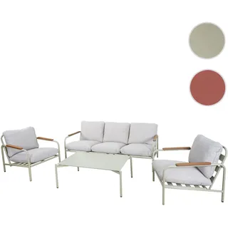 Mendler Aluminium-Gartengarnitur HWC-O11, Outdoor 3-Sitzer Sitzbank Sessel Sofa, Olefin (205 g/m2) ~ hellgrü