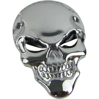 Exklusives Emblem Fahrzeug Sticker Aufkleber Metall Skull Totenkopf in Chrom